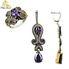 Gümüş Otantik Taşlı Set